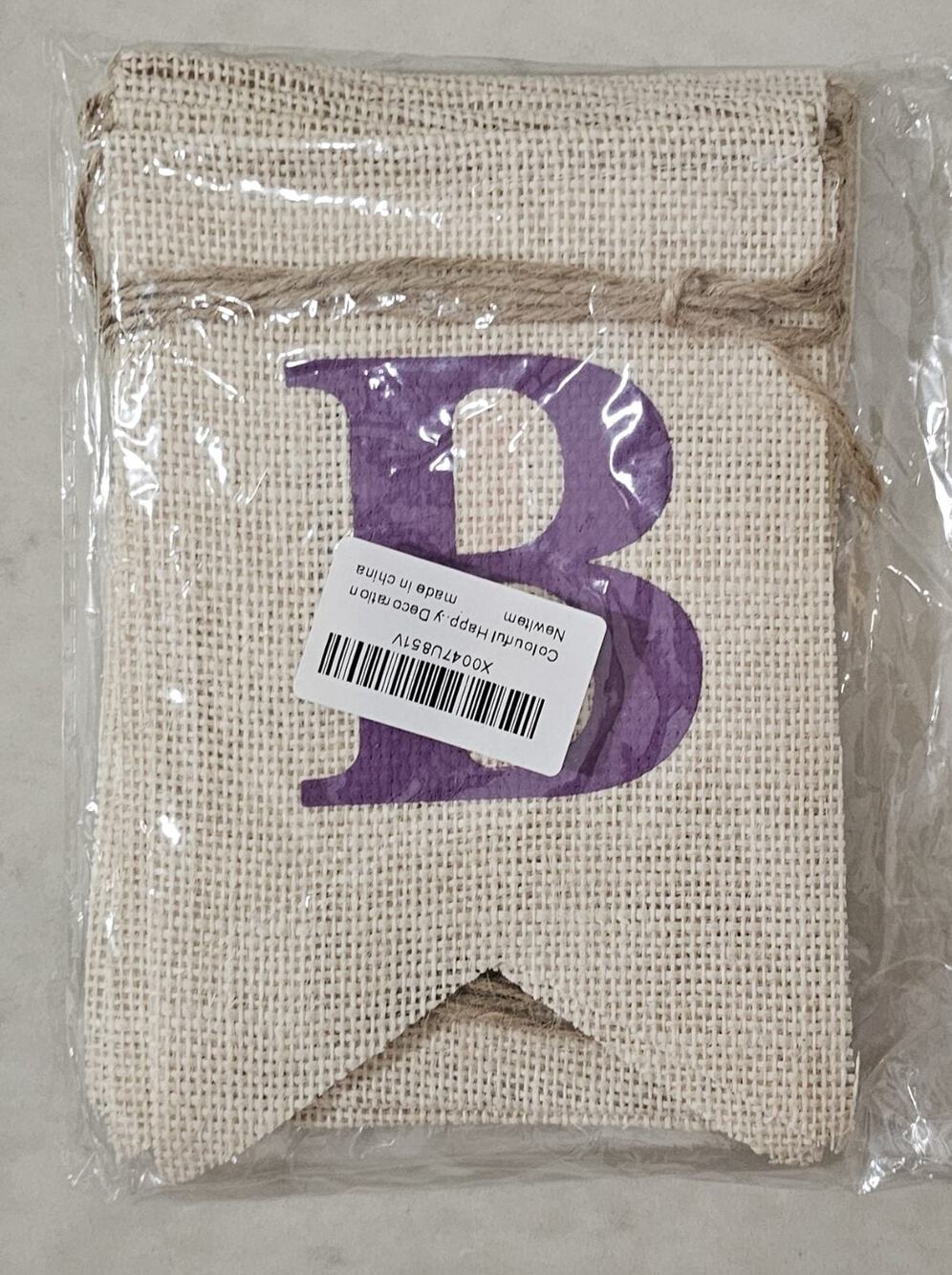2 Pack Burlap Initial Banner Flags Monogram B H Rustic Party Wedding Decor